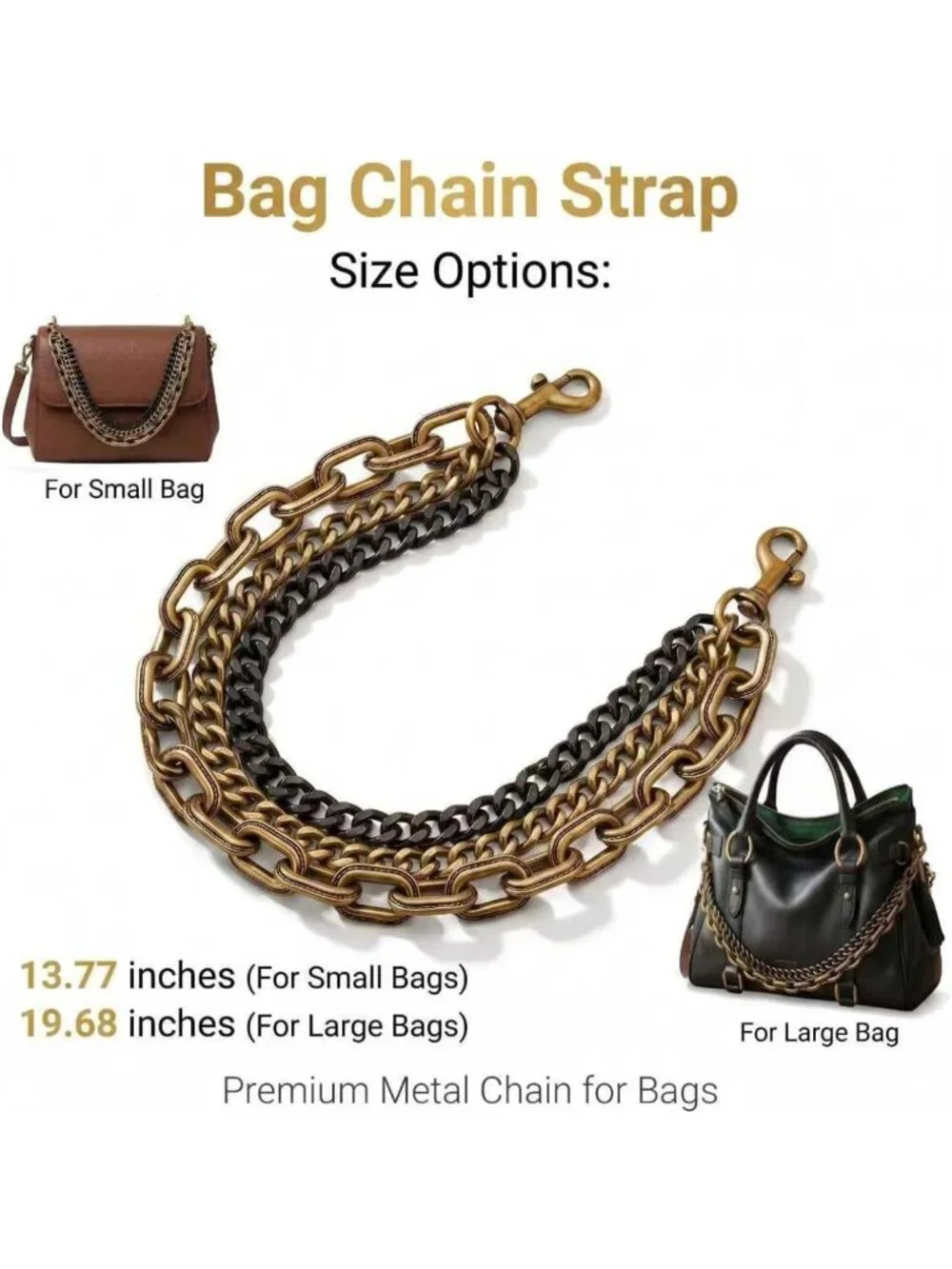 Trendy Two-Tone Gold Handbag Charm Chain & Keychain Pendant - Vintage Jewelry